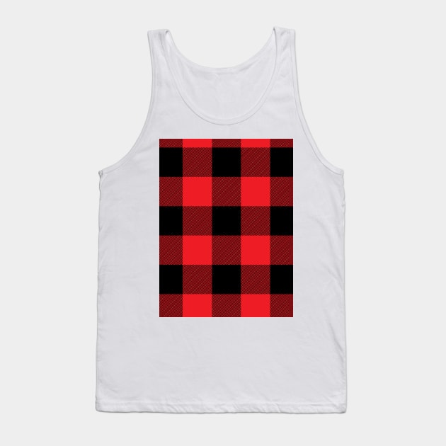 Black and Red Buffalo Plaid Large Check Checkered Pattern Tank Top by squeakyricardo